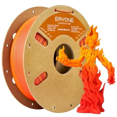Bild av ERYONE Matte Gradient Multicolor Filament 1,75 mm, 3D skrivare PLA filament, +/ 0,03 1 kg (2,2 lbs)/pool, matt röd och gul