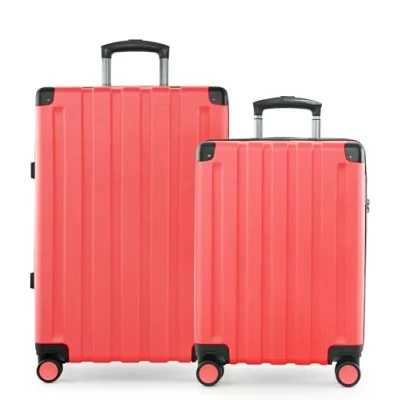 Bild av Huvudstadsväska Q Damm väska med hårt skal, trolley, TSA, 4 hjul, Korall, Koffer set (S+M), Resväska