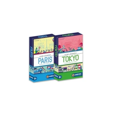 Bild av HCM Kinzel Bundle Next Station Tokyo och Paris brädspel, 2 spelset, Flip Write presenning tunnelbanät med skicklighet strategi, för 14 spelare, från 8 år