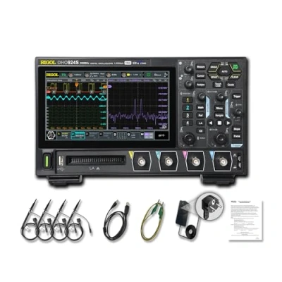Bild av RIGOL DHO924S Bärbar Digital Oscilloskop, 250MHz Bandbredd, 4 Analoga Kanaler, 16 Digitala 12 bit Vertikal Upplösning, stödjer Bode Plot analys, integrerad 25MHz Signalgenerator.