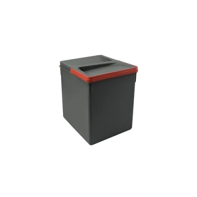 Bild av Emuca behållare för kökslådor med luktsäkert lock, utskuren bas avfallssortering, H 266 mm (10,4 tum), 1 x 15 L, antracit grå plast