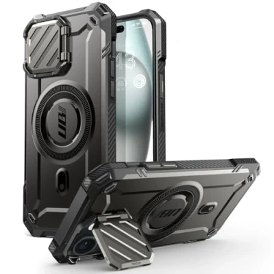 Bild av SUPCASE UBMagXT Fodral för iPhone 14 / 13 6,1&#039;&#039; med Kamerahölje, [MagSafe Kompatibel] Robust Helkropps Inbyggt Stödstöd (Svart)