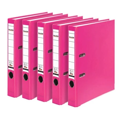 Bild av Original Falken 5 Pack PP Color Plastmappar. Made in Germany. cm smal DIN A4 pastellfärgad rosa vegansk. Perfekt för kontoret och hemmet. brevmapp kontorsmapp plastmapp slitsad mapp ringpärm