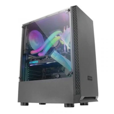Bild av Mars Gaming MCN2, ATX PC fodral, helsidofönster, främre galler, dubbelkammardesign, 12 cm bakre fläkt, svart