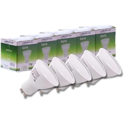 Bild av JANDEI Paket med 5 x 7W GU10 LED lampor (motsvarande 50W), 650 lumen, energibesparande glödlampor, ej dimbara, för hem, kontor, butik (Varmvitt 3000K)