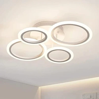 Bild av Modern LED plafondlampa Dimbar fjärrkontroll 4 Ring Taklampa 48W 4400LM för vardagsrum, sovrum, kök, korridor, balkong, matsal taklampa, vit, 3000 6500K