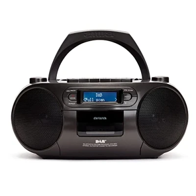 Bild av Aiwa BBTC 660DAB/BK: Bärbar kassettradio med CD, Bluetooth och USB, kassettinspelare, RDS, FM PLL, Dab+, Fjärrkontroll, Färg: Svart