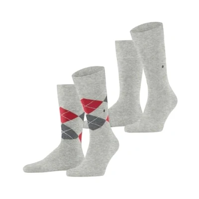 Bild av Burlington Män Everyday 2 pack bomullsförstärkta herrstrumpor med mönster andningsbara rutiga Argyle Uni flerpack par strumpor, grå (Light Heather 3223), 4046 (förpackning 2)