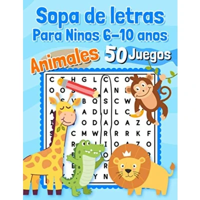 Bild av Sopa de letras Para Ninos 6 10 anos animales 50 Juegos: Educativos 600 palabras encontrar Letra grande en espanol / spanish aprender los nombres