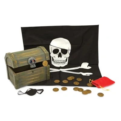 Bild av Melissa &amp; Doug Piratkista Halloween och karneval tillbehör Leksak för låtsaslek Lekset 8+ Present till pojke flicka