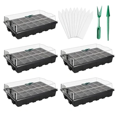 Bild av Richaa Plantor behållare 5 delar, 24 celler, plantbrickor, spiring av plast, spridare med lock för trädgård, balkong, grönsaker, frukt, växter