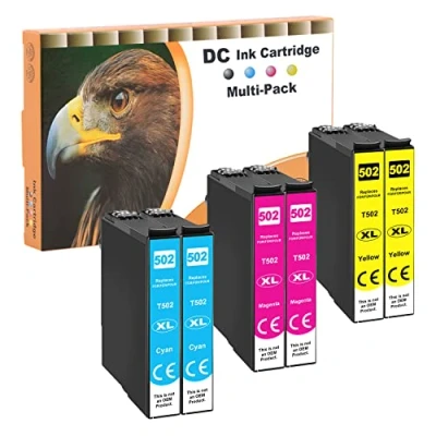 Bild av D&amp;C 502 XL Kompatibla bläckpatroner Ersättning för Epson 502XL Expression Home XP 5100 Series 5105 5115 WorkForce WF 2880 2860 D DWF 2865 (6 Pack)