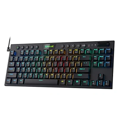 Bild av Redragon K622 Horus TKL RGB mekaniskt tangentbord, ultratunt designat trådbundet speltangentbord med lågprofiltangenter, dedikerad mediakontroll och linjär röd strömbrytare, Pro programvara stöds