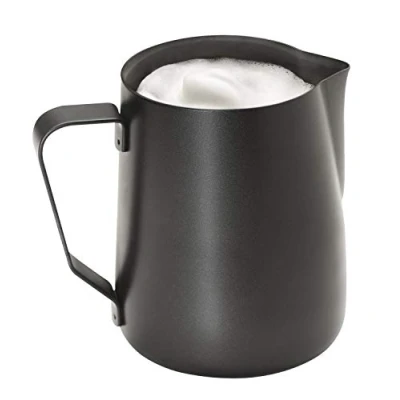 Bild av APS Milk Jug Högkvalitativ, non stick belagd mjölkkanna av rostfritt stål Perfekt för att göra mjölkskum Universell kanna svart 600 ml