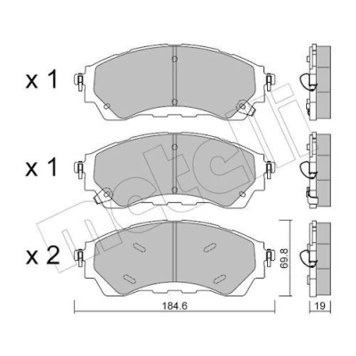 Bild av METELLI 22 1343 0 Jeu de plaquettes frein avec indicateur d&#039;usure FORD: Ranger Mk3