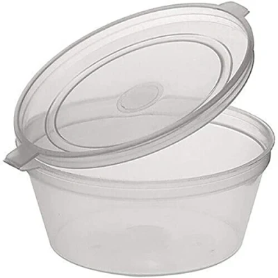 Bild av PNW 50 x 57 ml såsburkar med gångjärn lock runda matbehållare Deli krukor såsbehållare, HSC 2