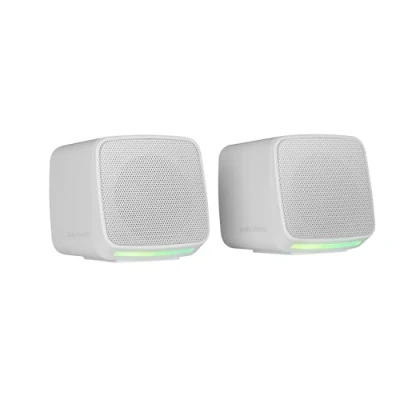 Bild av MARSGAMING MS PRO, Kompakta Högtalare 10W, Dynamisk RGB Flow Belysning, Datorhögtalare med Kontrollbox och 3,5mm Jack Ingång, Gaminghögtalare Kompatibla PC/Mac/Smartphone/Surfplatta, Vit