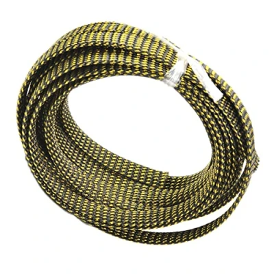 Bild av Othmro 1 st kabelhanteringshylsa, flätad kabel prydlig svart och guld, 5 m kabelorganisatörer, kabelskydd, för TV/PC USB kabel, 10 mm bredd