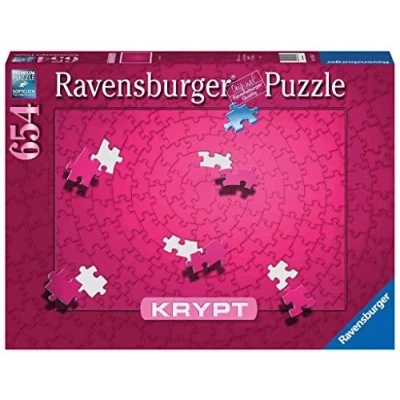 Bild av Ravensburger Krypt rosa pussel med 654 delar, tungt för vuxna och barn från 14 år utan bild, endast enligt formen på pusselbitarna