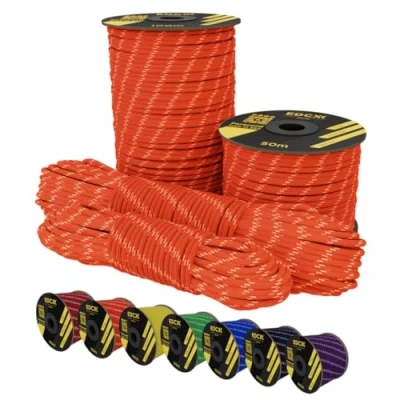 Bild av EdcX 4 mm reflekterande Paracord 550 (15, 30, 50 m) Rivsäker fallskärmslina för överlevnad Tillverkad av 100% nylon, typ III, med 7 trådar, i många färger