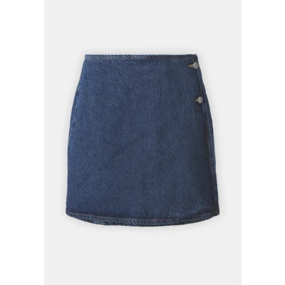 Bild av Selected Femme SLFClair MW Mid Blue Short Wrap Denim Skirt Kjol Medium 36
