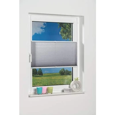 Bild av K home KlemmFix Plissee 45 x 210 cm (B L) grått ljusskydd + modernt krossat utseende ++