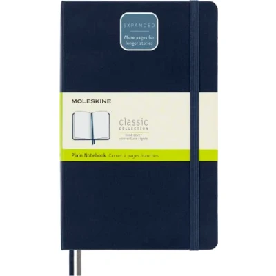 Bild av Moleskine Classic Notebook Expanded, Plain Notebook, Hard Cover and Elastic Closure, Size Large 13 x 21 cm, Colour Sapphire Blue, 400 Pages