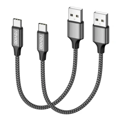 Bild av RAVIAD USB Type C kabel, [2Pack 0,5m] Snabbladdare Laddkabel Nylonflätad Kompatibel för Samsung Galaxy S10 S9 S8 Plus A3 A5 2017 Not 9 8, Huawei P20 Mate20 Google Pixel, Xperia XZ (Grå)