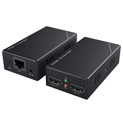 Bild av PWAYTEK HDMI förlängare IR 1080P @60Hz med lokal utgång, förlänger 50 m (165 fot) längdöverföring över CAT5e/CAT6/CAT7 kabel, en strömadapter