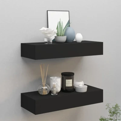 Bild av Väggmonterad låda 2 st svart 60x23,5x10 cm MDF