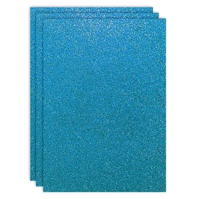 Bild av RAYLU PAPER Färgade glitter kartonger i A4 storlek och 200 g/m², pappersark med glänsande för hantverk, 3 pack (ljusblå)