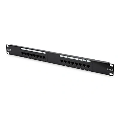 Bild av DIGITUS patchpanel 19 tum Cat 6 16 port RJ45 oskärmad LSA rackmontering 1U svart