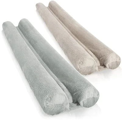 Bild av COM FOUR® 2x dragpropp för dörren mikrofiberdörrens bottentätning med dubbeltätning skydd mot drag och buller (02 st grå/taupe)