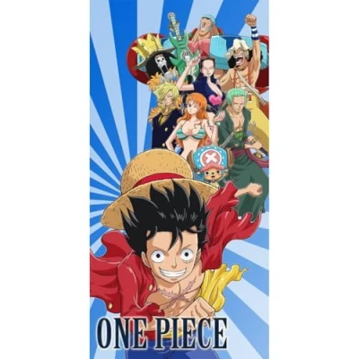 Bild av Halantex ONE PIECE CIURMA Luffy Roronoa Usopp Nami strandhandduk strand bad handduk 100 % bomull storlek 70 x 140 cm flerfärgad OP 2642T