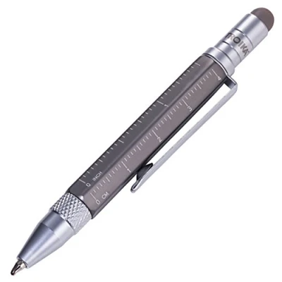 Bild av TROIKA CONSTRUCTION LILILIPUT PIP25/TI multitasking kulspetspenna (liten) verktygspenna centimeter/tum linjal slits/korsskruvmejsel Stylus (titanfärg) original