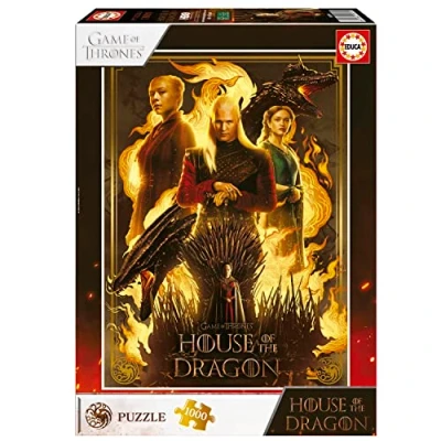 Bild av Educa Pussel med 1 000 bitar för vuxna House of The Dragon. Mått: 68 x 48 cm. Inkluderar Fix Puzzle Tail att hänga upp en gång monteringen är klar. +14 år (19574)