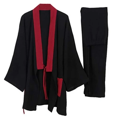 Bild av Japansk kimono i bomull, hanfu, antik pyjamas, kostym, plusstorlek, taoist kläder, zen Färg2, XL