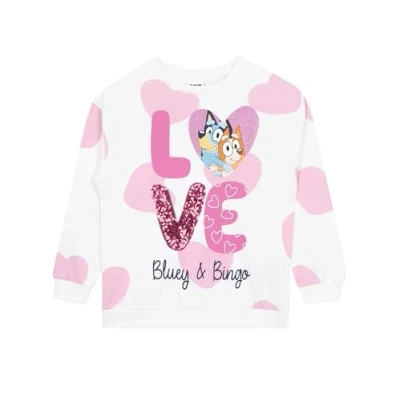 Bild av Bluey Sweatshirt Tjejtröja med paljetter 100% Bomullstjejströjor Vit 104