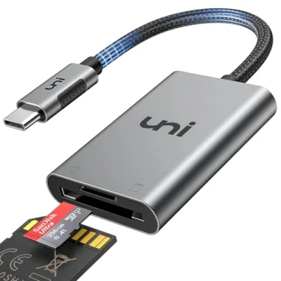 Bild av USB C till SD/MicroSD kortläsare, uni Type [Thunderbolt 3] SD adapter kompatibel för MacBook Pro, Air/iPad Samsung Galaxy S10/S9/S8, Surface Book 2 och mer Grå