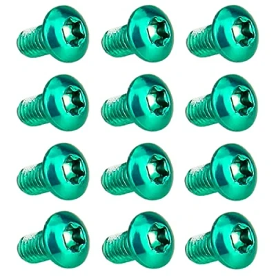 Bild av TAKONE Cykelbromsskivor, 12 stycken M5 x 10 mm eloxerade cykelskivbromsskruvar, T25 cykelrotorskruv för MTB, vägcykel, mountainbike (grön)