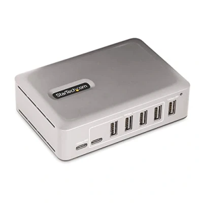 Bild av StarTech.com 7 Port USB C Hub 5x A + 2x Self Powered w/ 65W Power Supply 3.1 10Gbps BC1.2 Charging porte Grey