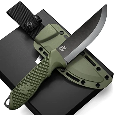 Bild av Wolfgangs W SCANDI Angelmesser med feststehende Klinge Inkl. Scheide Perfekt utomhus budbärare på ett stativ D2 Stahl gefertigt Premium Survival Messer Perfektes Bushcraft Outdoor