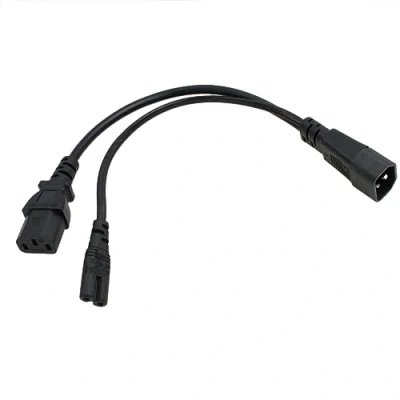 Bild av HangTon UPS PDU strömkabel IEC320 C14 hane till C13 + C7 Y förlängningskabel för dator 30 cm