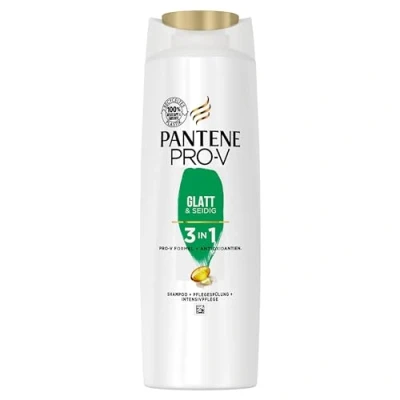 Bild av Pantene Pro V Rak &amp; Silkeslen 3 i 1 schampo balsam intensivvård, formel antioxidanter, för ostyrigt hår, 250 ml