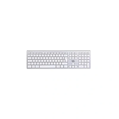 Bild av WE MacOS bluetooth trådlöst tangentbord dubbel anslutning inbyggt uppladdningsbart batteri Alu look, silvervit
