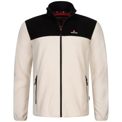 Bild av Höhenhorn Badus Fleecejacka för män microfleece full dragkedja troyer utomhus vandring vandring, Beige/svart, XL