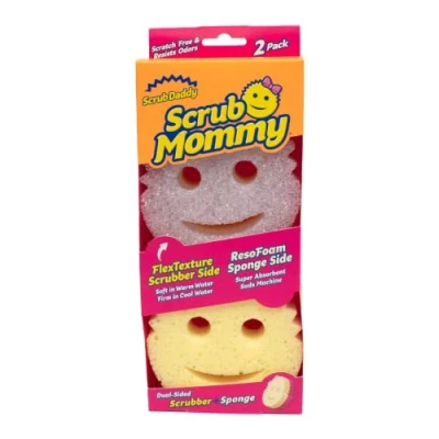 Bild av Scrub Daddy Mommy rengöringssvamp, gryttvätt kökssvampar, rengöringsmedel med texturförändring, reptålig disksvamp, luktfri smiley svamp, disksvamp 2 pack lila