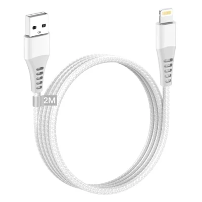 Bild av iPhone laddningskabel 2 m, USB Lightning kabel m lång Apple MFi certifierad snabbladdningskabel nylon för 14 13 12 11 Pro Max XS XR X