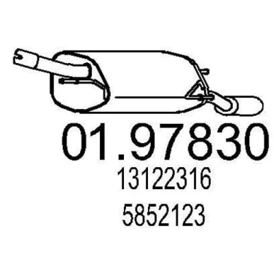 Bild av MTS 01.97830 Silencieux arrière 730 OPEL: Corsa C 3/5 portes, Tigra Twintop