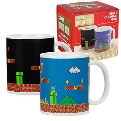 Bild av Nintendo Super Mario Heat Change mugg Känslig för varma drycker nivåskärmen visas Färg och design ändras när det är varmt Magisk färgskiftande kaffe tekopp